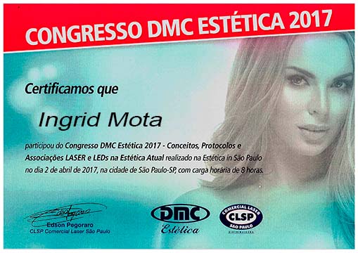 INGRID MOTA - Certificado DMC - Cursos LASER